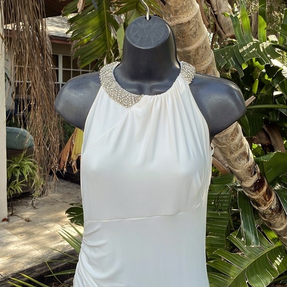 Ralph Lauren evening, beaded collar column, maxi dress with front slit - Picture 3 of 10